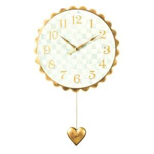 Brand New Mackenzie-Childs Sterling Check Heart Pendant Wall Clock